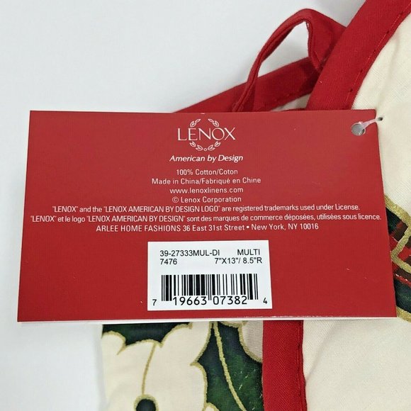 Lenox Christmas Kitchen Set Oven Mitt and Pot Holder Holiday Nouveau Design New - Picture 4 of 4